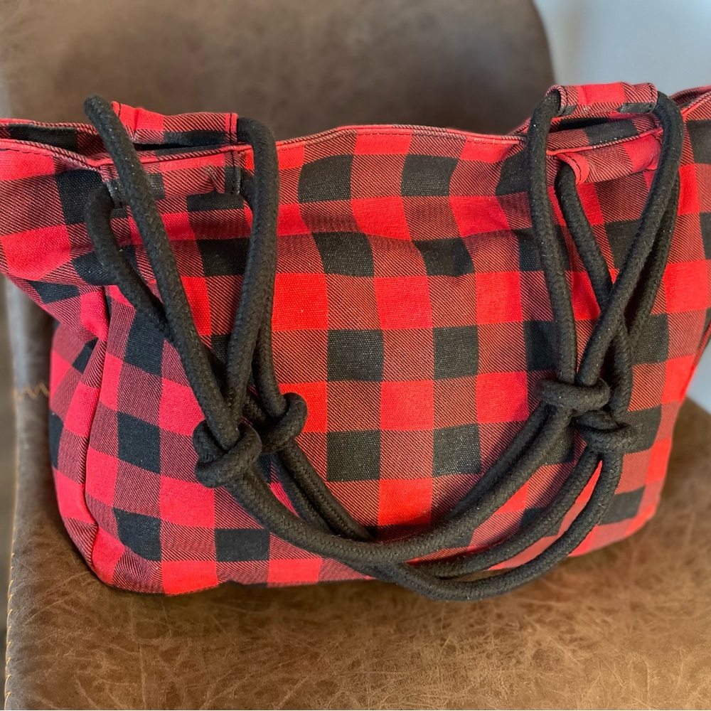Red and Black Buffalo Plaid Tote Bag - Women's Shoulder Bag